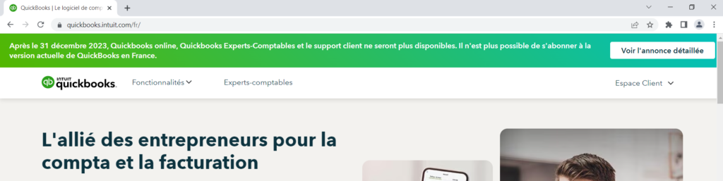 Arrêt de Quickbooks en 2023 alternatives
