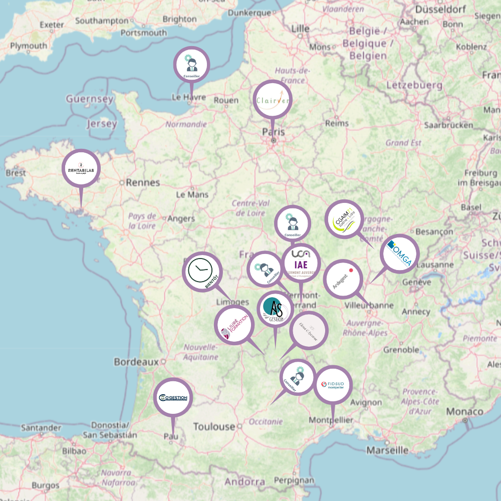 Carte de France des conseillers en rentabilité Lycorne