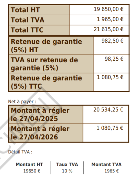 retenue de garantie